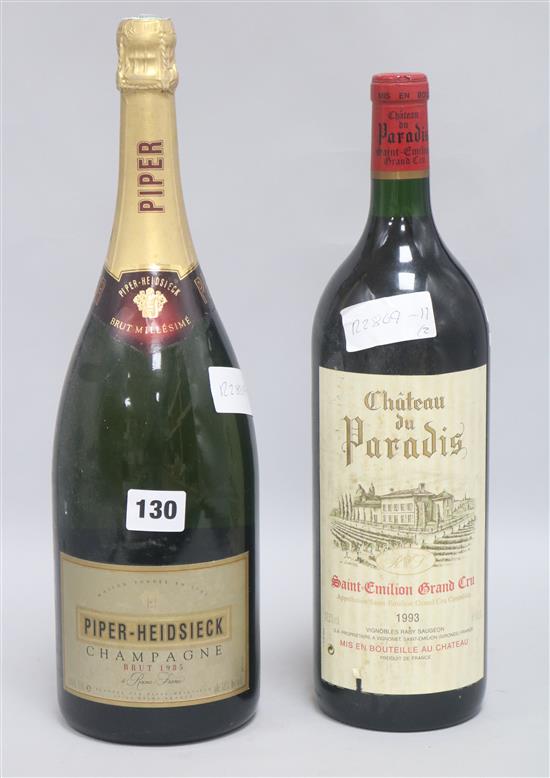 One magnum of Chateau de Paradis, 1993 and one magnum of Piper Heidsieck Champagne.